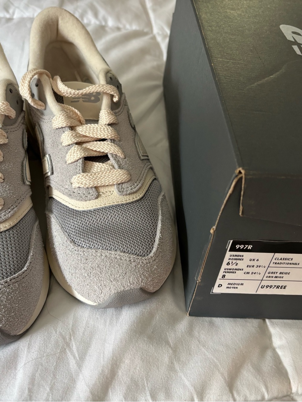 New Balance 997R Concrete/Linen Retro Runner Sneakers - Picture 3 of 7